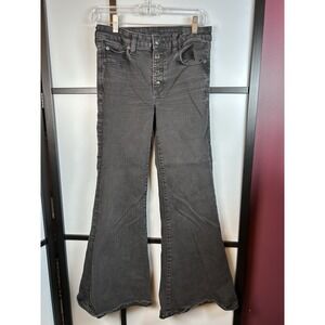 American Eagle Jeans Women's‎ Size 6 Festival Flare Dark Wash Black Denim Boho